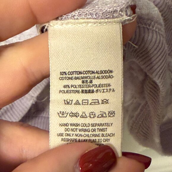 We The Free South Side Thermal Knit Top Lavender V-Neck Oversized Medium - Picture 5 of 5